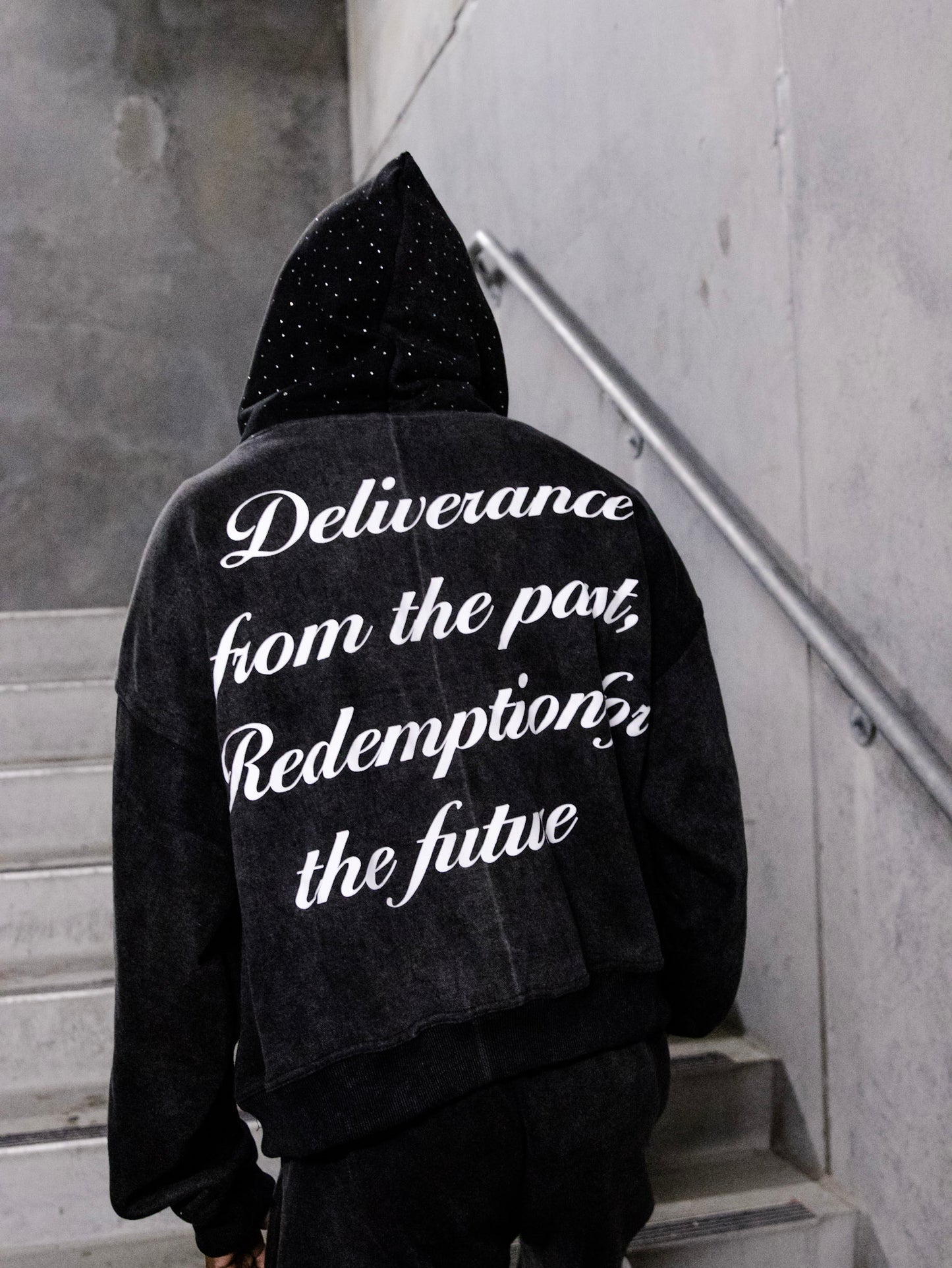 Black Acid Wash Zip Up