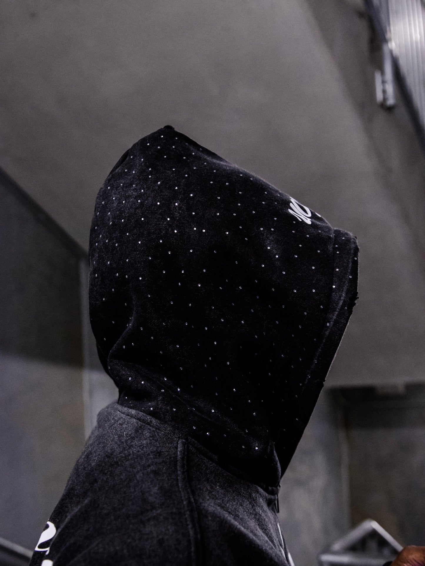 Black Acid Wash Zip Up