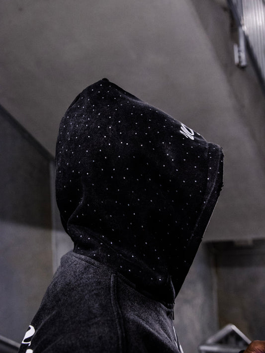 Black Acid Wash Zip Up