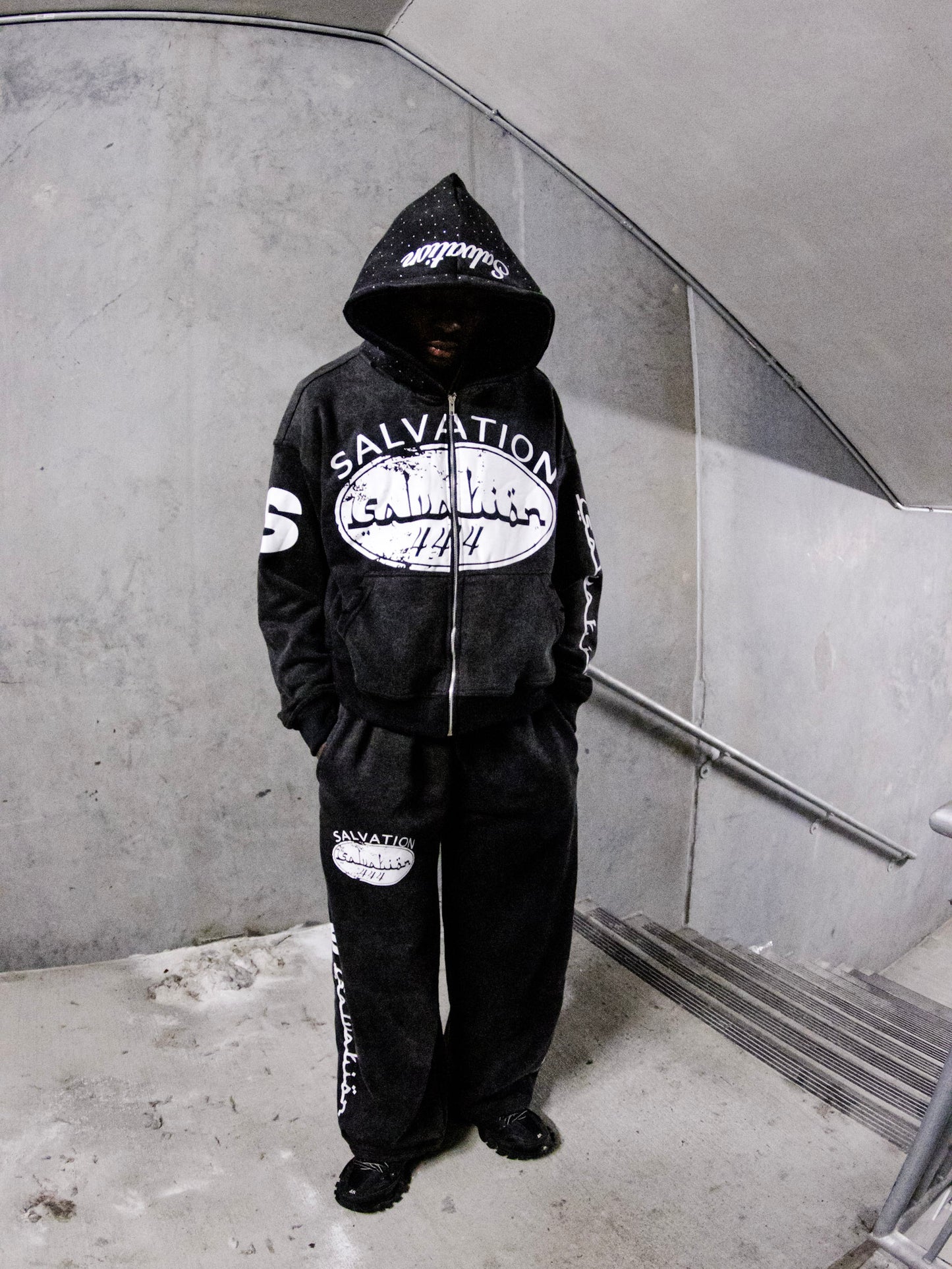 Black Acid Wash Sweatsuit`s