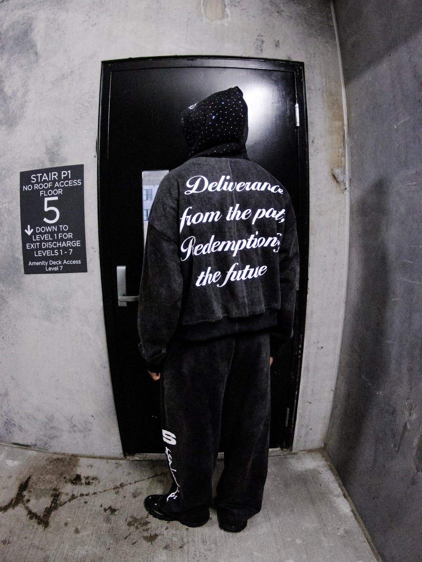 Black Acid Wash Sweatsuit`s