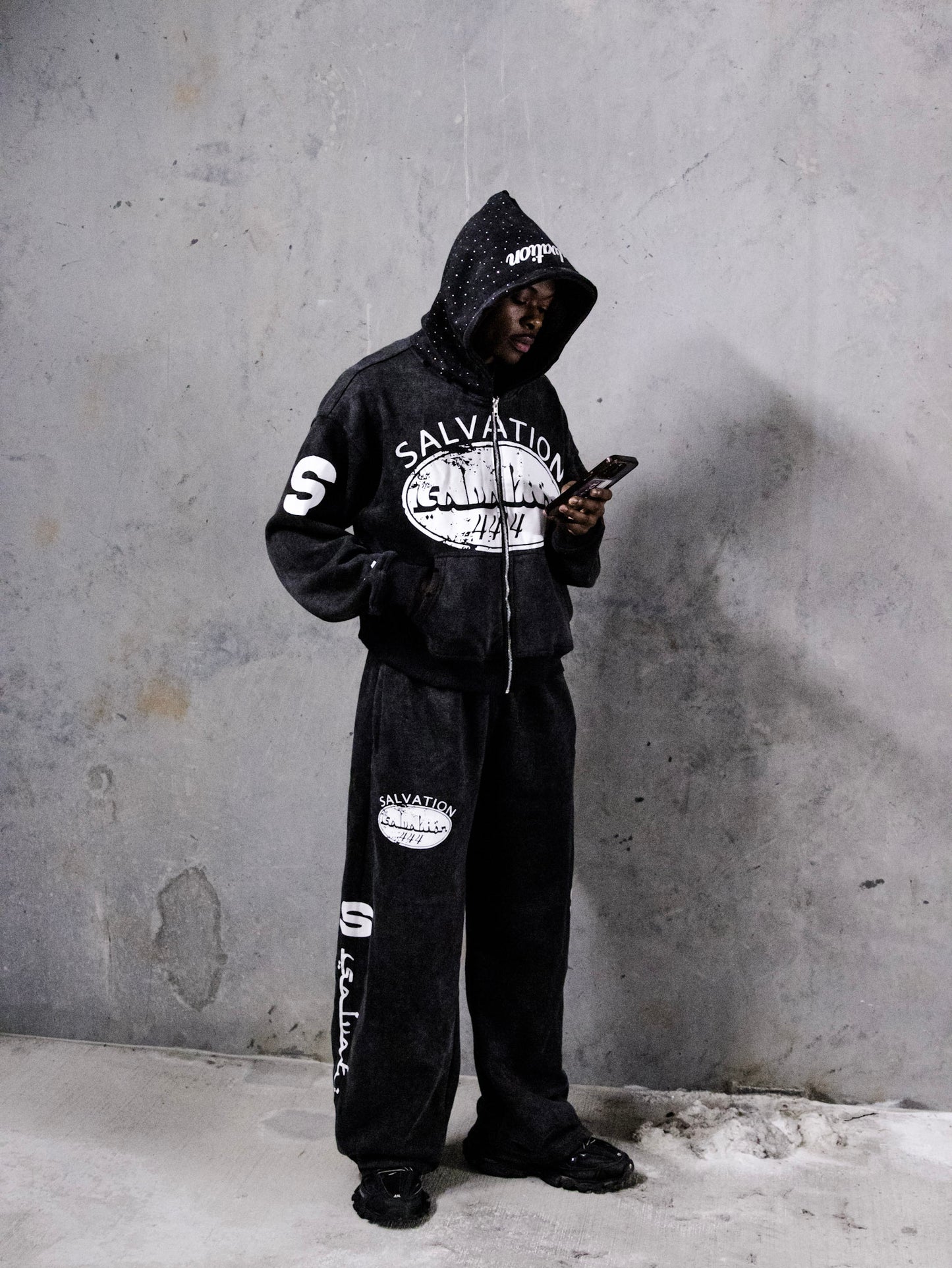 Black Acid Wash Sweatsuit`s